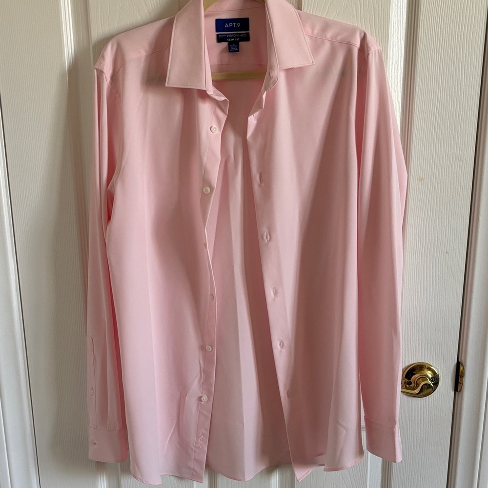 Apt. 9 Men's Light Pink performance Slim Dress Shirt 14-14   1/2 32/33